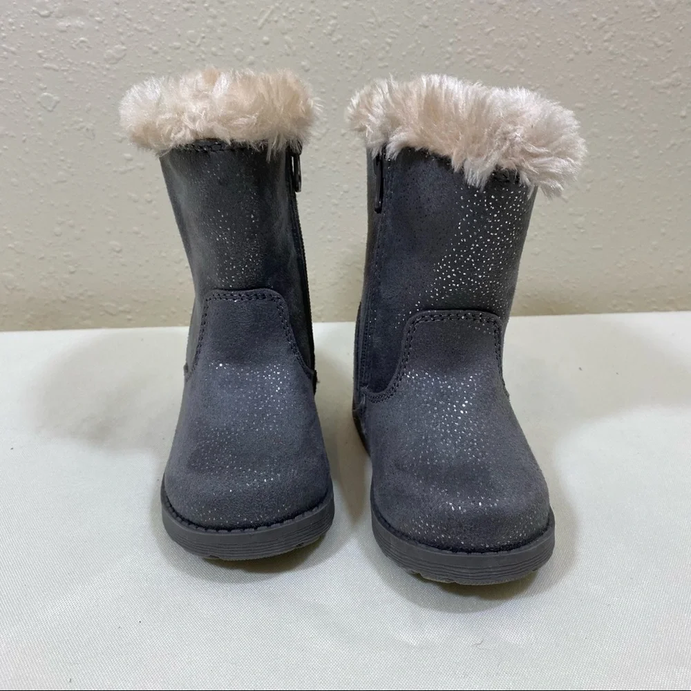 Cat and Jack girls Boots size 9 gray glittery boots  faux suede, NWOT Wi…